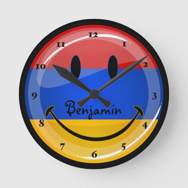 Reloj Redondo Mediano Bandera armenia sonriente (Anverso)