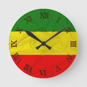 Reloj Redondo Mediano Bandera arrugada de Rastafarian