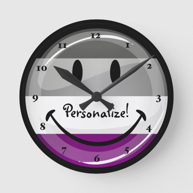 Reloj Redondo Mediano Bandera asexual redonda feliz (Anverso)