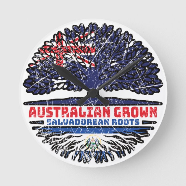Reloj Redondo Mediano Bandera australiana salvadoreña de El Salvador (Anverso)