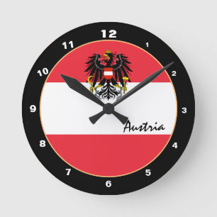 Reloj Redondo Mediano Bandera austriaca patriótica y Austria Hogar / dis