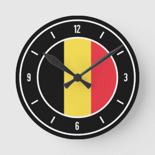 Reloj Redondo Mediano Bandera belga elegante