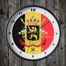 Reloj Redondo Mediano Bandera belga, emblema y moda trendy de Bélgica