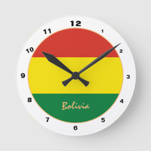 Reloj Redondo Mediano Bandera boliviana moderna, hogar de moda en Bolivi
