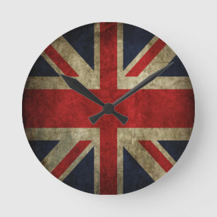Reloj Redondo Mediano Bandera británica BRITÁNICA de Union Jack de la