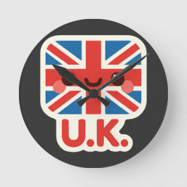 Reloj Redondo Mediano Bandera británica Kawaii - Diseño británico bonito