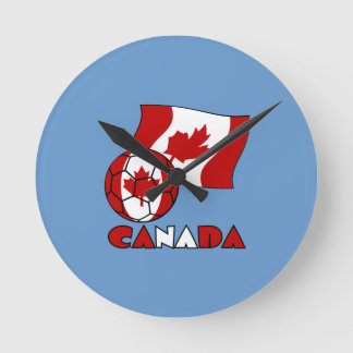 Reloj Redondo Mediano Bandera canadiense con balón de fútbol