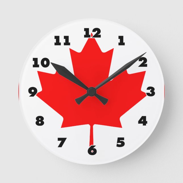 Reloj Redondo Mediano Bandera canadiense del personalizado de Canadá rel (Anverso)