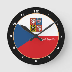 Reloj Redondo Mediano Bandera checa patriótica, hogar y diseño de la Rep