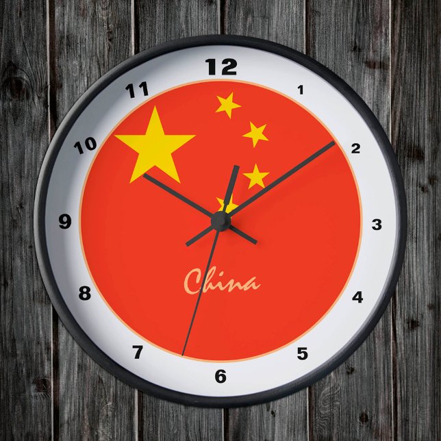 Reloj Redondo Mediano Bandera china patriótica, casa de China / diseño (Subido por el creador)