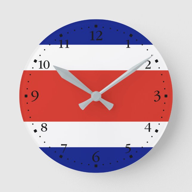 Reloj Redondo Mediano Bandera Civil de Costa Rica (Anverso)