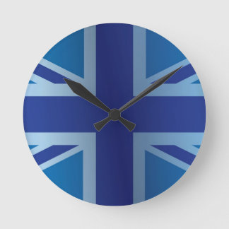 Reloj Redondo Mediano Bandera clásica azul metálica de Union Jack