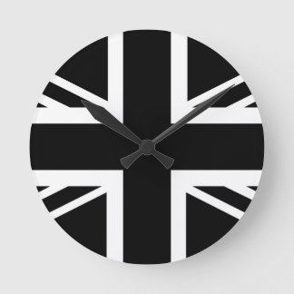 Reloj Redondo Mediano Bandera clásica negra y blanca de Union Jack