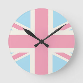 Reloj Redondo Mediano Bandera clásica preciosa rosada de Union Jack