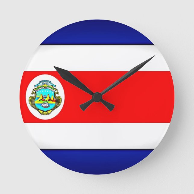 Reloj Redondo Mediano Bandera costarricense estilizada (Anverso)