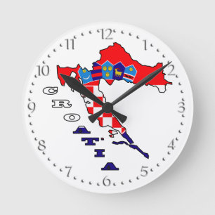 Reloj Redondo Mediano Bandera croata en mapa