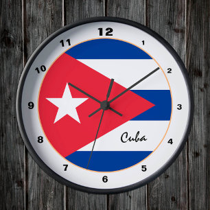 Reloj Redondo Mediano Bandera cubana moderna, Cuba de moda Hogar / diseñ