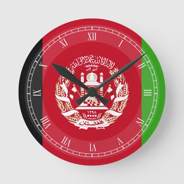 Reloj Redondo Mediano Bandera de Afganistán (Anverso)