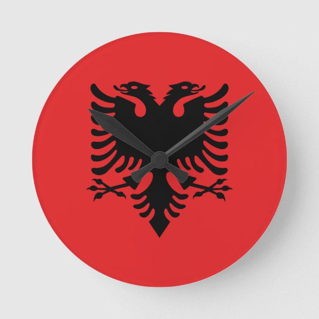 Reloj Redondo Mediano Bandera de Albania (Anverso)
