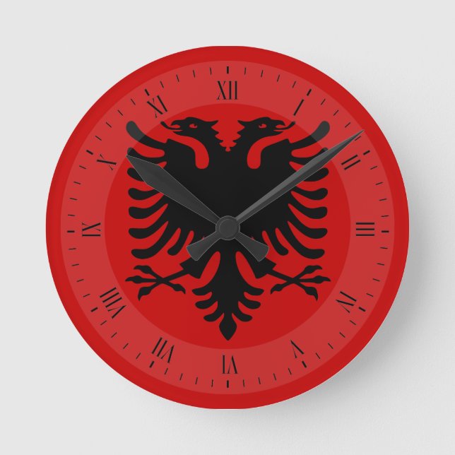 Reloj Redondo Mediano Bandera de Albania (Anverso)