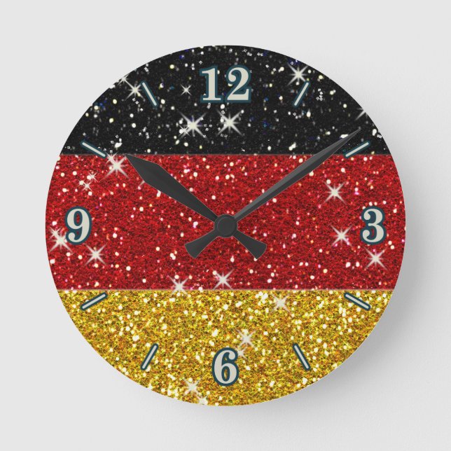 Reloj Redondo Mediano Bandera de Alemania Purpurinas con espárragos (Anverso)