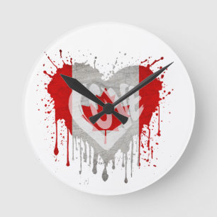 Reloj Redondo Mediano Bandera de amor Canadá