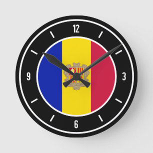 Reloj Redondo Mediano Bandera de Andorra elegante