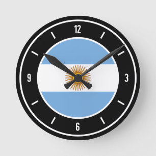 Reloj Redondo Mediano Bandera de Argentina elegante