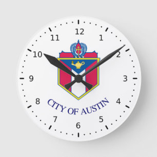 Reloj Redondo Mediano Bandera de Austin, Texas