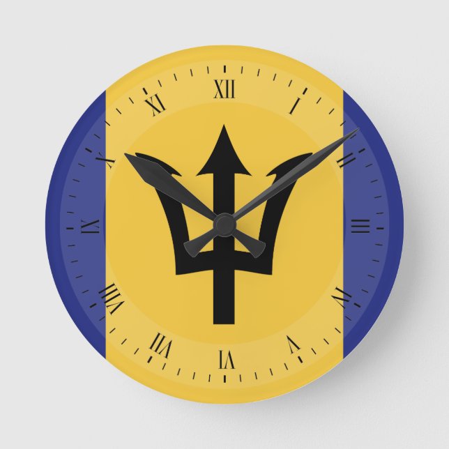 Reloj Redondo Mediano Bandera de Barbados (Anverso)