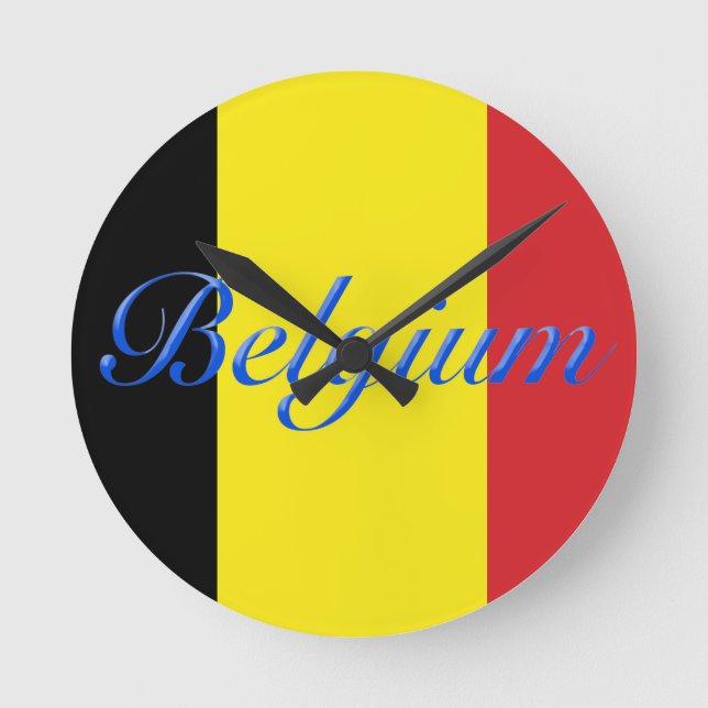 Reloj Redondo Mediano Bandera de Bélgica (Anverso)