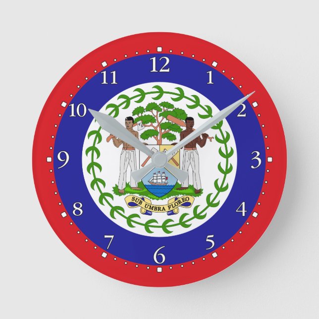 Reloj Redondo Mediano Bandera de Belice (Anverso)