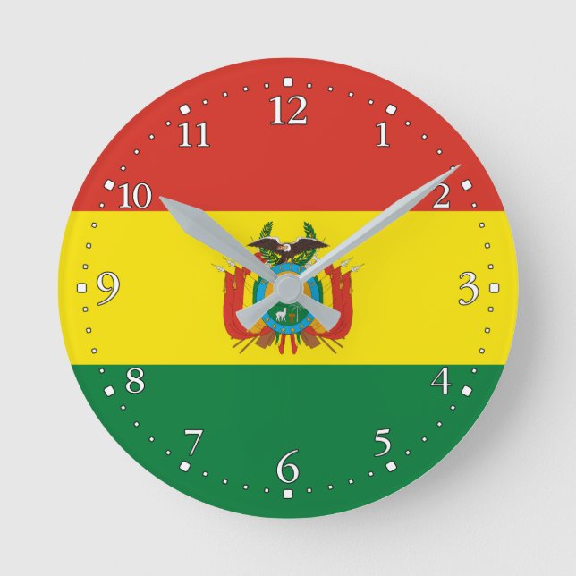 Reloj Redondo Mediano Bandera de Bolivia Patriótica (Anverso)