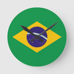 Reloj Redondo Mediano Bandera de Brasil