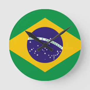 Reloj Redondo Mediano Bandera de Brasil