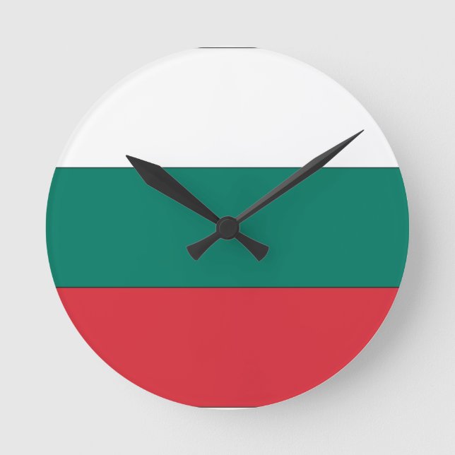 Reloj Redondo Mediano Bandera de Bulgaria (Anverso)