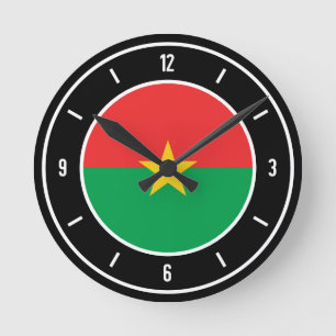 Reloj Redondo Mediano Bandera de Burkina Faso elegante