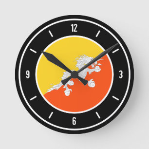 Reloj Redondo Mediano Bandera de Bután elegante