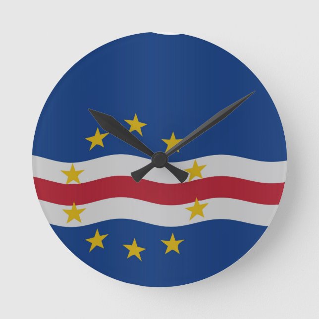 Reloj Redondo Mediano Bandera de Cabo Verde (Anverso)