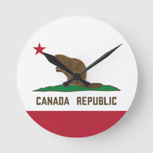 Reloj Redondo Mediano Bandera de California en Canadá