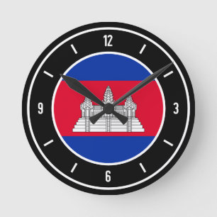 Reloj Redondo Mediano Bandera de Camboya elegante