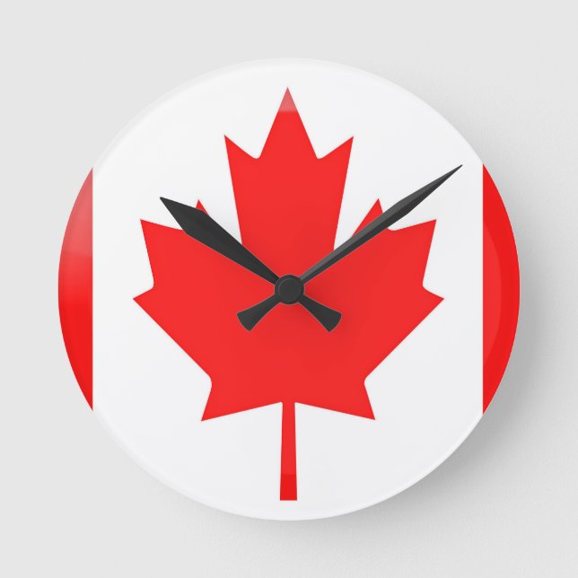 Reloj Redondo Mediano Bandera de Canadá (Anverso)