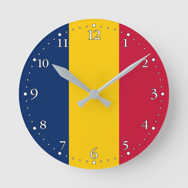 Reloj Redondo Mediano Bandera de Chad (Anverso)