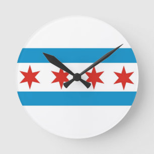 Reloj Redondo Mediano Bandera de Chicago Estados Unidos Estados Unidos