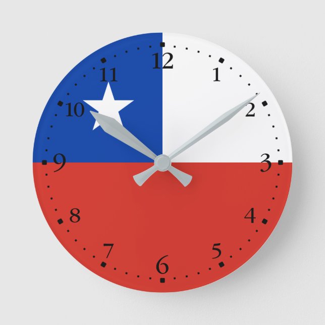 Reloj Redondo Mediano Bandera de Chile (Anverso)