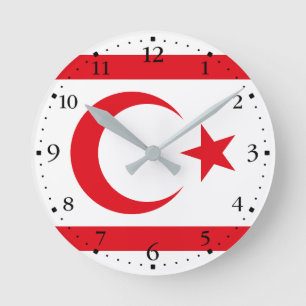 Reloj Redondo Mediano Bandera de Chipre del Norte