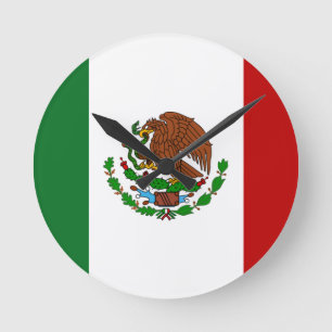 Reloj Redondo Mediano Bandera de Cinco de Mayo en México