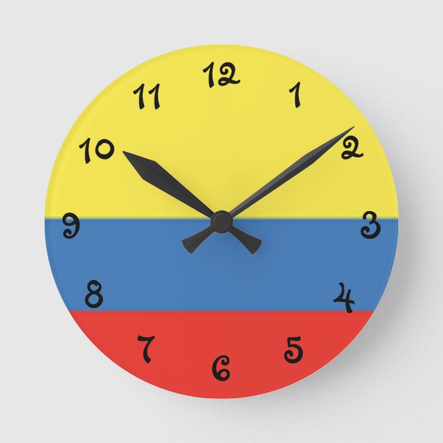 Reloj Redondo Mediano Bandera de Colombia (Anverso)