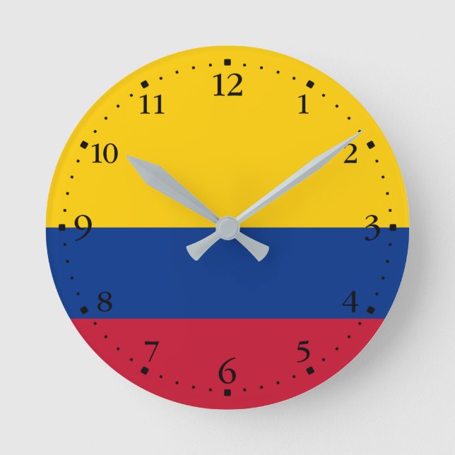 Reloj Redondo Mediano Bandera de Colombia (Anverso)