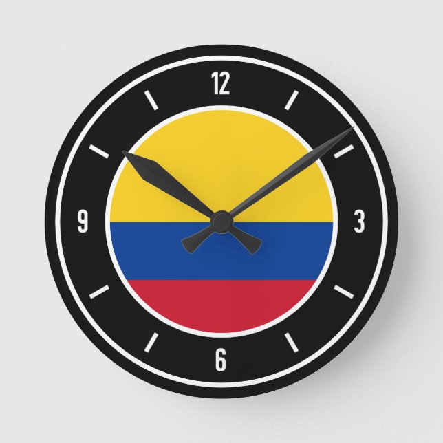 Reloj Redondo Mediano Bandera de Colombia elegante (Anverso)